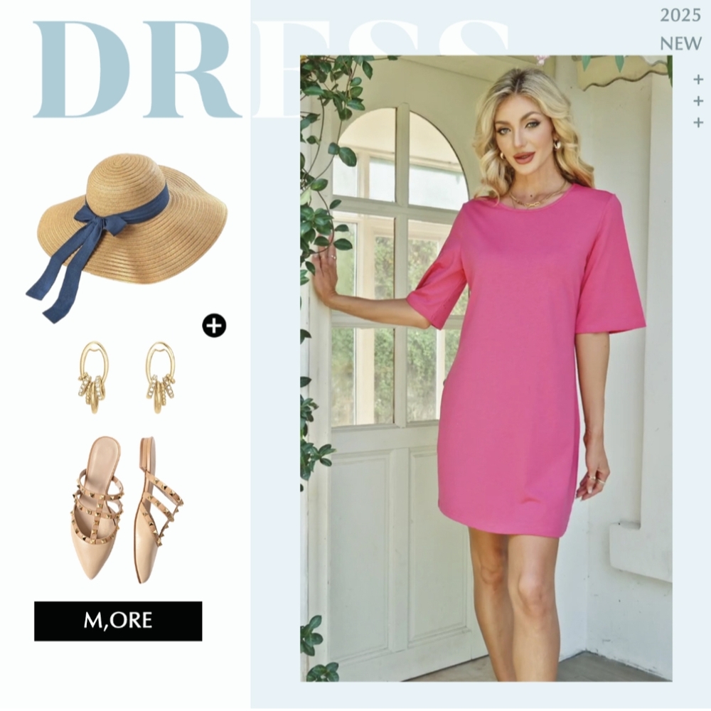 WIHOLL | flamingo pink t-shirt dress